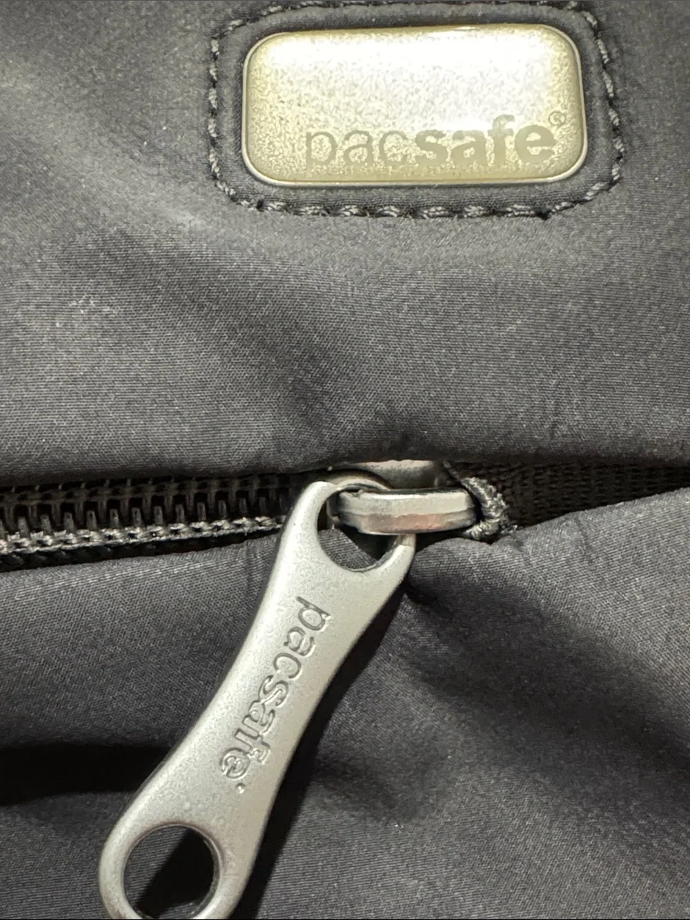 Pacsafe Black Nylon Messenger Crossbody Bag